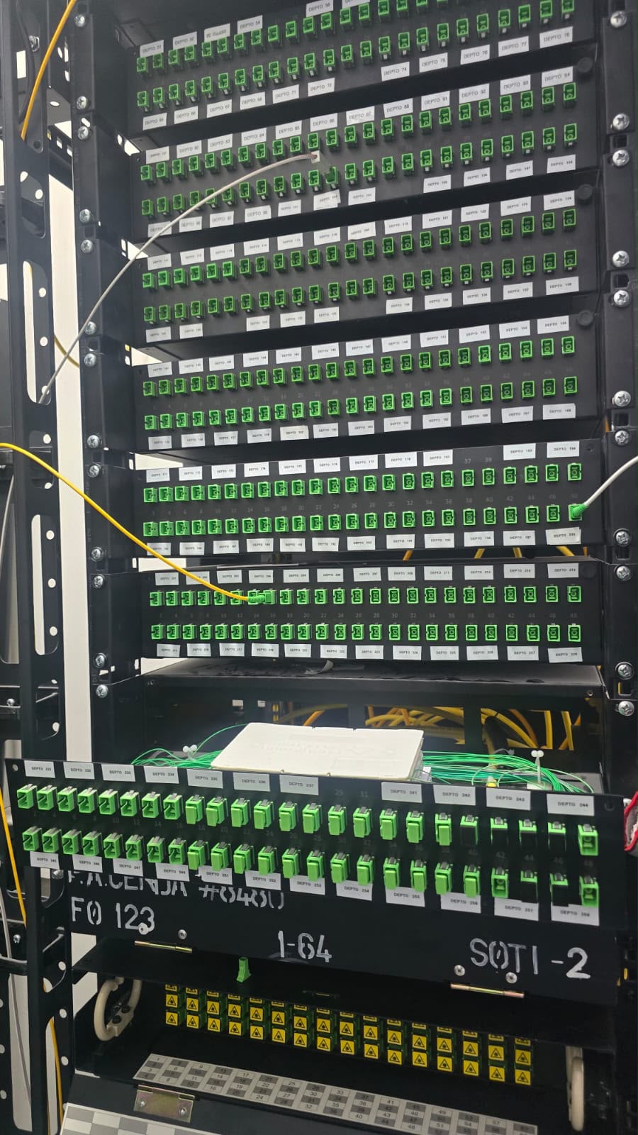 Rack de telecomunicaciones completo